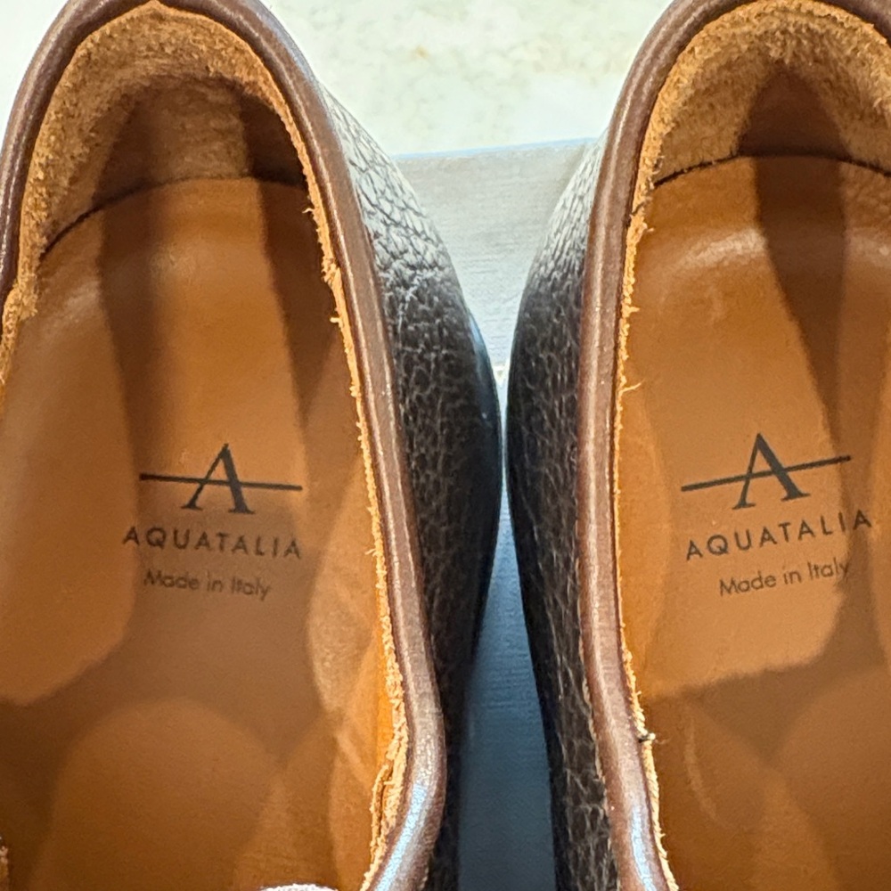 Aquatalia Dark Brown Leather Men's Tucker Oxfords Weatherproof Made in Italy - Picture 3 of 12